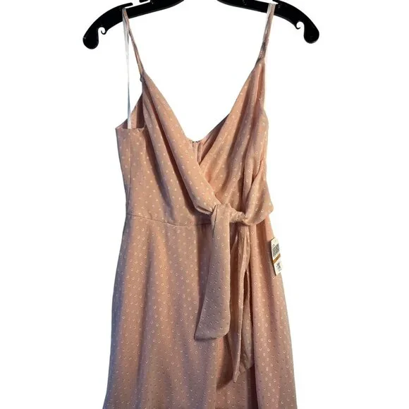 Blush - Rose Polka Dot Wrap Dress With Spaghetti Straps & Back Zipper - Picture 3 of 14